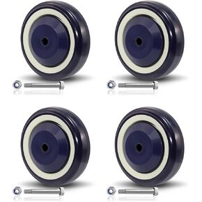 SY America 4" Shopping Cart Replacement Wheels Kit, Dual Precision Bearings，Polyurethane Shopping Cart Wheel Set of 4，Load Capacity 1200 lbs(5/16"Bore,Dark Blue)