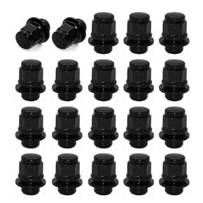 M12x1.5 Wheel Lug Nuts, 20pcs Black Mag Lug Nut with Washer Compatible with Avalon Camry Highlander Prius Sienna, IS300 LFA HS250h GS450h
