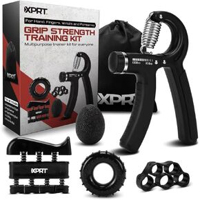 XPRT Fitness Grip Strength Training Kit – Hand, Finger and Forearm Exerciser Set of 5 for Grip Exercise, Stress Relief, and Recovery - Improve Hand Extension & Strengthen Fingers