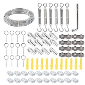 Stainless Steel Wire Rope, 1/13 ft (Approx. 0.2 cm) x 98 ft (Approx. 30 m), 72 Piece Set, for Outdoor, Garden Fence, Railing (98ft 72pcs)