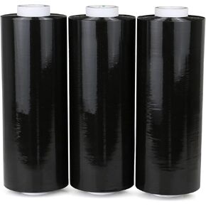 BOMEI PACK 10" Black Stretch Wrap 3Pack 1150ft Stretch Cling Durable Adhering Packing Moving Packaging Heavy Duty Shrink Film Stretch Wrap
