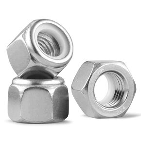 50Pcs 5/16-18 Lock Nuts, Nylon Insert Locknuts 304 Stainless Steel 18-8 SS Self-Locking Nuts, Coarse Thread Hex Nylock Nuts