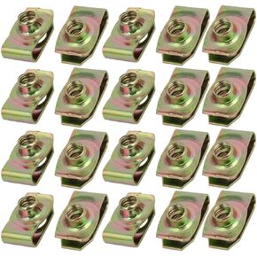 uxcell 20pcs Spring Steel Speed Fastener Extruded U Nut Brass Tone for M8 Screw