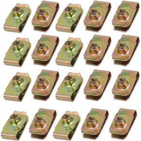 uxcell® 20pcs Zinc Plated 65Mn Spring Steel Speed Fastener U Nut Brass Tone for M6 Screw Bolt
