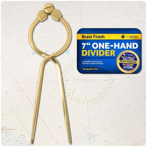 Five Oceans Marine Navigation 7-Inch One Hand Divider, Elegant Marine Charting Tool, Deluxe Brass Finish - FO1413