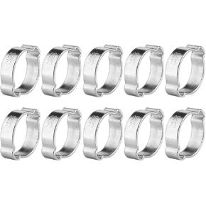 O Clip Hose Clamps, 10Pcs Zinc Plated Stainless Steel Two-ear Hose Clamp 5-23mm, for Fule Petrol Pipe Tube, Zinc Plated Double Ear Hoops, Perfect to Clamp (20-23MM)