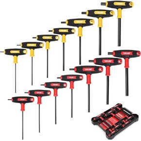 Topline 14-Piece Allen Wrench Set, Metric&SAE T-Handle, Long Arm Hex Key Set with Storage Box, Portable Allen Key Set for Basic Home Repair and Mechanical Maintenance