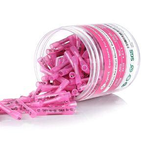 Kuject 220PCS Pink Heat Shrink Butt Connectors 22-16 Awg, Tinned Copper Crimp Electrical Wire Connectors, Insulated Waterproof Butt Splice Terminal for Automotive, Marine, Stereo