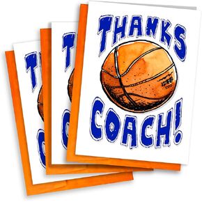Play Strong Youth Basketball Coach 3-Pack (5x7) Thanks Coach Card Greeting Card Set Awesome for High School Basketball Players, Teams, Coaches, Family and Fans - Your Coaches Will Love 'Em!