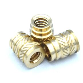 [ J&J Products ] Brass Insert IUB-024, 10-24 Tapered, Thru-Threaded, 7.5 mm OD, 9.5 mm Length, Heat Staking Inserts, 30pcs