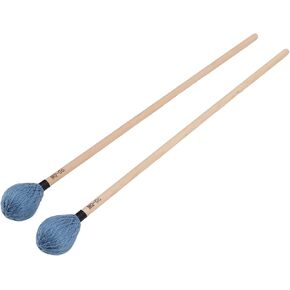 1 Pair Medium Hard Yarn Head Marimba Mallets with Maple Handles Percussion Vibrophone Mallets Yarn Drum Sticks MQ‑06(Blue)