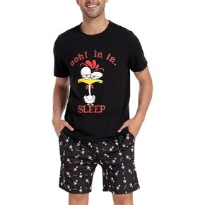 Men Short Sleeves Pajamas Set Summer Cotton Pj Set 2 Pieces Lounge Shorts Set