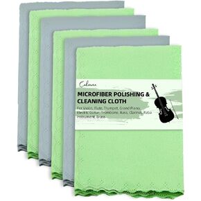 (6-Pack) Calvana 12*12" Violin Cleaning Cloth, Microfiber Polishing Cloth, for Flute, Trumpet, Grand Piano, Electric Guitar, Trombone, Bass, Clarinet, Tuba Instrument, Brass Instruments Cleaning Kit