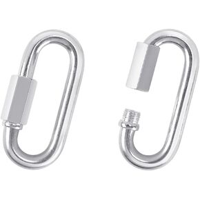 2 Pack Chain Quick Links Duty Chain Link Connector Locking Carabiner Galvanized Screw Carabiner, Chain Hooks for Outdoor Traveling Equipment, Connecting Hammock (M5-1.9 Inch / 4.8 cm)