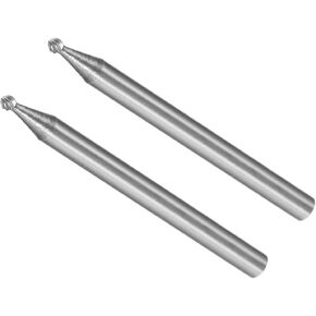 Tungsten Carbide Rotary Burrs File, 1/8" Shank 2mm Dia, Single Cut Ball Shape Rotary Burrs Tool - (Applications: for Metal Carving), 2-Pieces