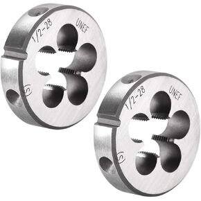 uxcell 1/2-28 UNEF Round Die, Machine Thread Right Hand Threading Die, Alloy Tool Steel Screw Thread Cutting Die, 2pcs