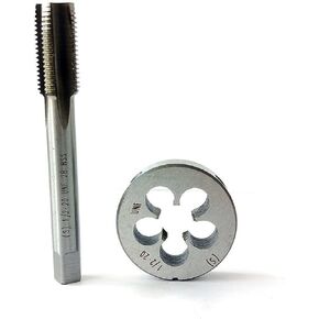 Tap and Die Set, Right Hand Tap with Round Threading Die,HSS Machine Right Hand 1/2-20 UNF Tap + 1PC 1/2-20 UNF Die
