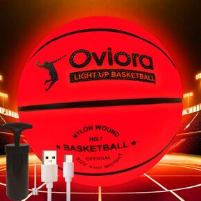 Rechargeable Light up Basketball, Grow in The Dark Basketball, USB Charge LED Light, Basketball, Games, Official Size 7, Indoor, Outdoor