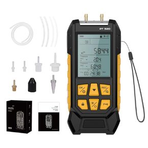 Digital Manometer PT520 Dual Input Differential Manometers Air Pressure Gauge Handheld HVAC Manometer with Various Adapters 11 Measurements 29 Storage Capacity -100~200Kpa LCD Display with Backlight