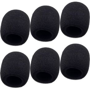 6PCS Foam Microphone Covers, Black Microphone Windscreens, Elastic Thickened Replacement Mic Cover Foam for Handheld Microphone, Stage Microphone