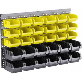 Wall Mount Storage Bins, 30Pcs Nuts and Bolts Organizer, Screw, Nails, Beads, Small Hardware Parts and Accessories Storage Rack Bins for Garage, WorkShop, Pegboard
