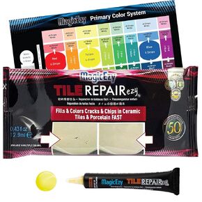 MagicEzy Deep Chip Filler (Off White) Epoxy Repair Filler | Concrete, Ceramic, Porcelain | Cement Patch | Ultra Long-Lasting | Tile RepairEzy
