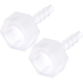 YOKIVE 2 Pcs Barb Hose Fitting, Polypropylene Barbed Air Hose Connector Adapter, Great for Transporting Water (Translucent, 4mm Barb x G1/4 Female Thread)