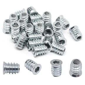 42pcs Threaded Inserts for Wood, Carbon Steel Screw Inserts for Wood, Hex Socket Drive Nut Inserts Bolt Fastener Threaded Insert Connector for Furniture (M5 x 10mm)