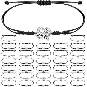 Sureio 32 PCS هدايا المشجعين لأساور Cheerleader Cheer Bracelets Bulk قابلة للتعديل سحر المشجعين لفريق Cheer Team Cheerleader هدايا عيد الميلاد ملحقات المجوهرات (أسود ، أسود) in Kuwait