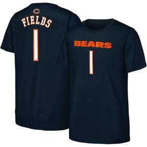Justin Fields Chicago Bears NFL Kids Youth 8-20 Navy Official Player Name & Number Jersey T-Shirt