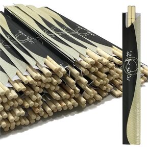 200 Round Separated Disposable Chopsticks | Best for Sushi | Bamboo Wooden Chinese Chop sticks - Bamboo Chopstick Bulk - Disposable Utensils Premium Quality - (100 Pairs)