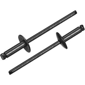 uxcell 50Pcs 1/8"x3/8" Large Flange Blind Rivets, Zinc-Plated Carbon Steel Grip and Mandrel Cap Blind Rivets, Black