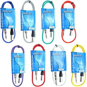 8 Pack Snake: 6 Foot ft Feet 3 Pin XLR Female to 1/4" TRS Pro Audio Patch Cable Cord