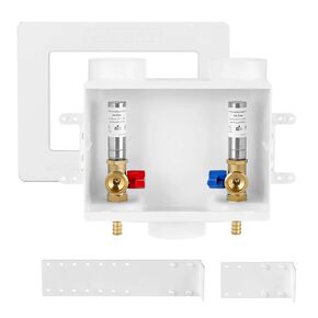 Premium Washing Machine Outlet Box, with Stainless Steel Water Hammer Arrestor, 1/2-Inch Pex Crimp x 3/4-Inch MHT Connection, Laundry Washer Valve Outlet Box with Clear Text Instructions