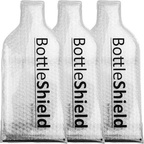 Reusable Wine Protector Travel Bag by Bottle Shield (3-pack) - Unbreakable Bottle Shipping Sleeve, Leak Proof & Double Layer Wine Bubble Wrap Sleeve | Travel Wine Bags for Suitcase Luggage