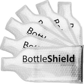 Reusable Wine Protector Travel Bag by Bottle Shield (6-pack) - Unbreakable Bottle Shipping Sleeve, Leak Proof & Double Layer Wine Bubble Wrap Sleeve | Travel Wine Bags for Suitcase Luggage