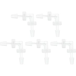 5 Pcs Aquarium Plastic Hose Barb Fitting 1/16" Hose Barb 90 Degree Elbow L Fitting Clear PP