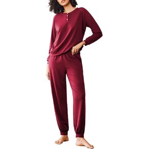 Ekouaer Women's Pajamas 2 Piece Lounge Set Long Sleeve Top and Elastic Waist Pants Sweatsuits Casual Pjs with Pockets S-XXL
