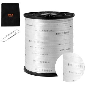 VEVOR Polyester Pull Tape, 5/8" x 630' Mule Tape Flat Rope, 2200 lbf Tensile Capacity, Printed Webbing Cable Pulling Tape for Packaging, Gardening, Commercial Electrical, Conduit Work, White