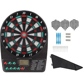 Sports Electronic Board Sets, Electronic Dartboard, Electronic Automatic Scoring Board Soft Tip Dartboard Set LCD Display with 3 Darts, 12 Tips, 18 Games, for Family Leisure