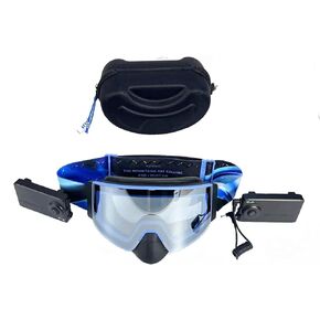 Heated Goggles Snowmobile Anti-Fog Magnetic Interchangeable Frameless 100% UV Lens OTG Electric Ski Goggle Men Rechargeable Battery Snowboard (Vlt 42.5% Blue Lens with Silver)