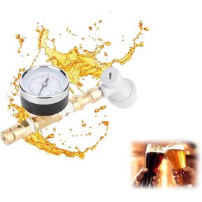 Relief Valve Assembly, Spunding Valve Lock with Gauge Beer Brewing Equipment 0-15psi (0-1bar)