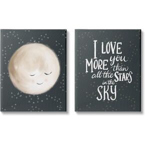 Stupell Industries Cute Moon Starry Night Sky I Love You Phrase,Design by House Fenway