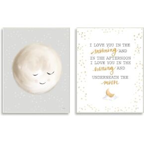 Stupell Industries Adorable I Love You Moon Quote Illustration,Design by House Fenway