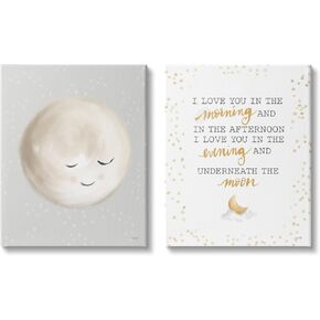 Stupell Industries Adorable I Love You Moon Quote Illustration,Design by House Fenway