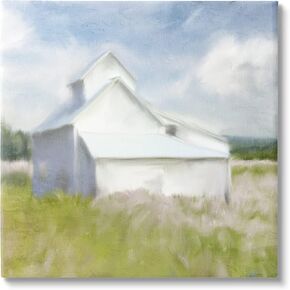 Stupell Industries Beautiful White Farmhouse Cottage Countryside Grassland, Design by Kim Allen