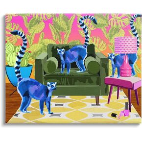 Bold Modern Lemur Pop Style Furniture Botanical Pattern,Design by Lynnda Rakos