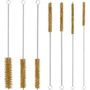 7Pcs Brass Wire Tube Brushes Bottle Brush Set, Long Wire Cleaner Bore Brush 7Sizes 12Inch Long Wire Brushes Tube Cleaning Lab Brushes Stainless Steel Round Wire Brush for Tubes Bottle Keyboards Glass