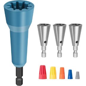 Wire Nut Twister & Wire Twister Tool for Drill, 1/4" Chuck Spin Twist Connector Socket, Compatible with 8-14 AWG, Quick Cable Stripping and Twisting Driver (4pcs)