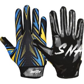 SNATCH Football Gloves, Youth Football Gloves Tacky Receiver Gloves Skin Tight Game Day Football Gloves Youth & Adult Sizes